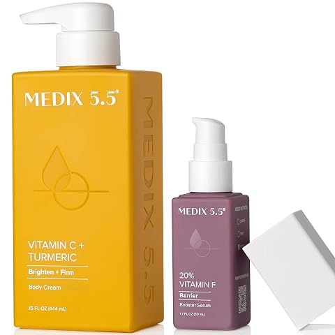 Medix 5.5 Vitamin C Cream + Vitamin F Booster Serum Body Lotion Moisturizer 2PC Skin Care Set | Firming & Brightening Crea