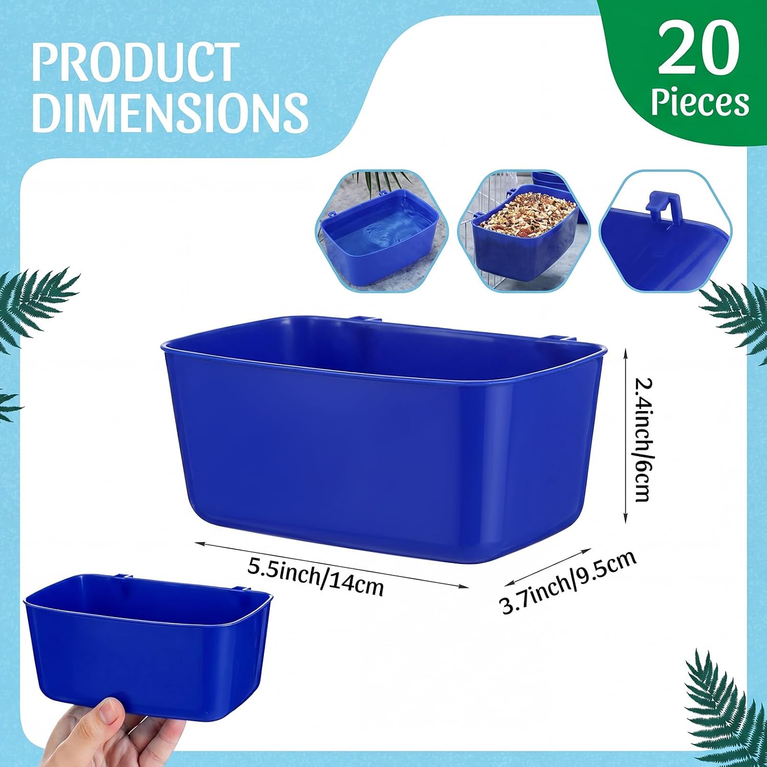 Zhehao 20 Pcs Poultry Water Cups Chicken Waterer Cups 18 oz, Dark Blue image 2