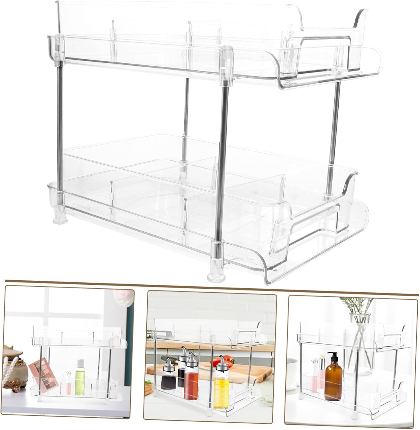 Countertop Vanity Organizer Tiered Storage Rack Makeup Organizer Toiletries Kitchen Bathroom Shelves