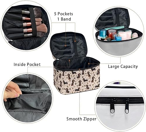 Miniatura 7 de Bolsas de cosméticos Drydeepin, bolsas de viaje para artículos de aseo con asa y cremallera, bolsas de maquillaje portátiles para mujeres