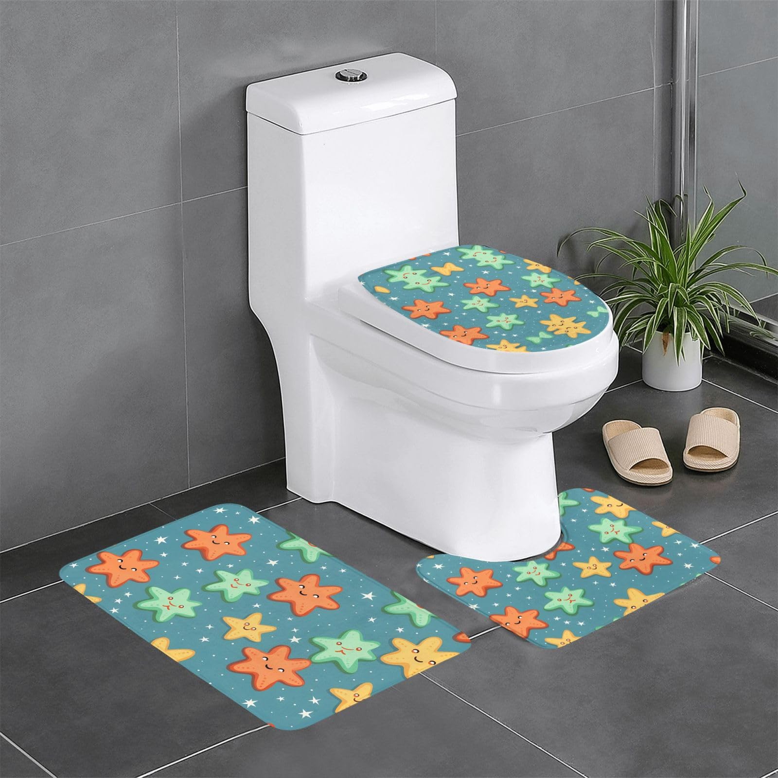Tapis de salle de bain antidérapants pour une ambiance marine aux WC