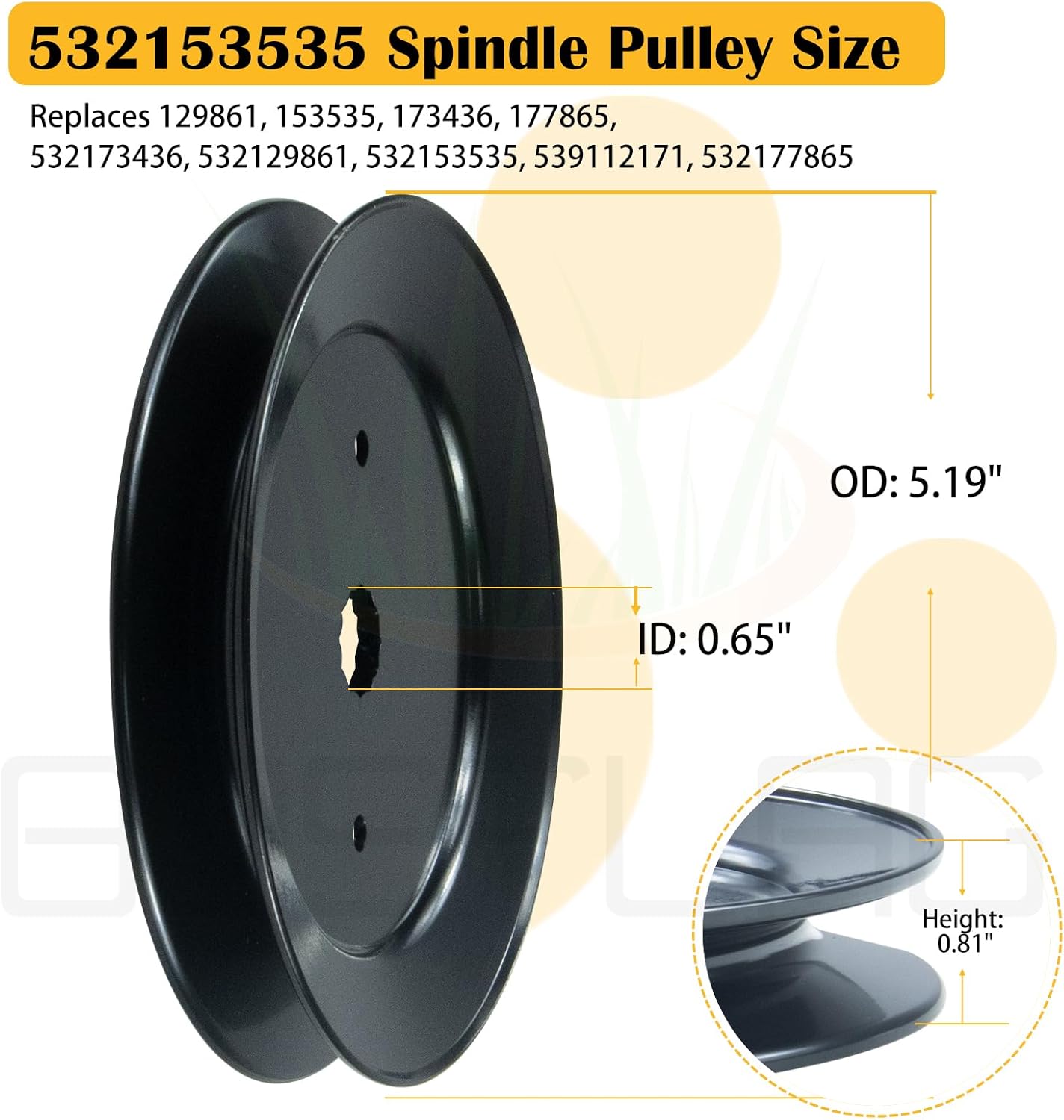 3 Pack Pre-Greased 587819701 Spindle Assembly Kit with 153535, 196106, 196104 Pulley 587686701 Belt Replaces Husqvarna 532187292 532187281 532192872 587253301 587125401 Craftsman 187292 187281