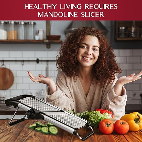 Miniatura 6 de MIDONE Rebanadora de mandolina  Cortadora de mandolina ajustable para cocina, de acero inoxidable, mandolina de alimentos, mandolina, cortador de
