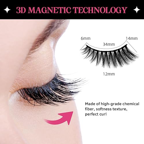 Miniatura 3 de SHEKA Pestañas magnéticas con aplicador delineador de ojos sin necesidad de pegamento aspecto natural ojos de gato esponjosas kit de pestañas