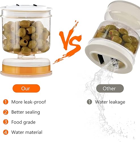 Miniatura 5 de SAODRHFU Tarro de reloj de arena de pepinillos y aceitunas, tarro de pepinillos con colador, agarrador de pepinillos, separador de jugo, recipiente