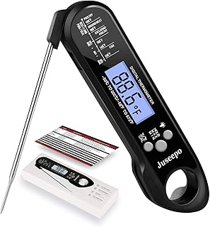 Juseepo 防水デジタルインスタント読み取り肉温度計 - 超高速温度計 バックライト&キャリブレーション付き キッチン アウトドア 料理 グリル BBQ 液体用 (ブラック)