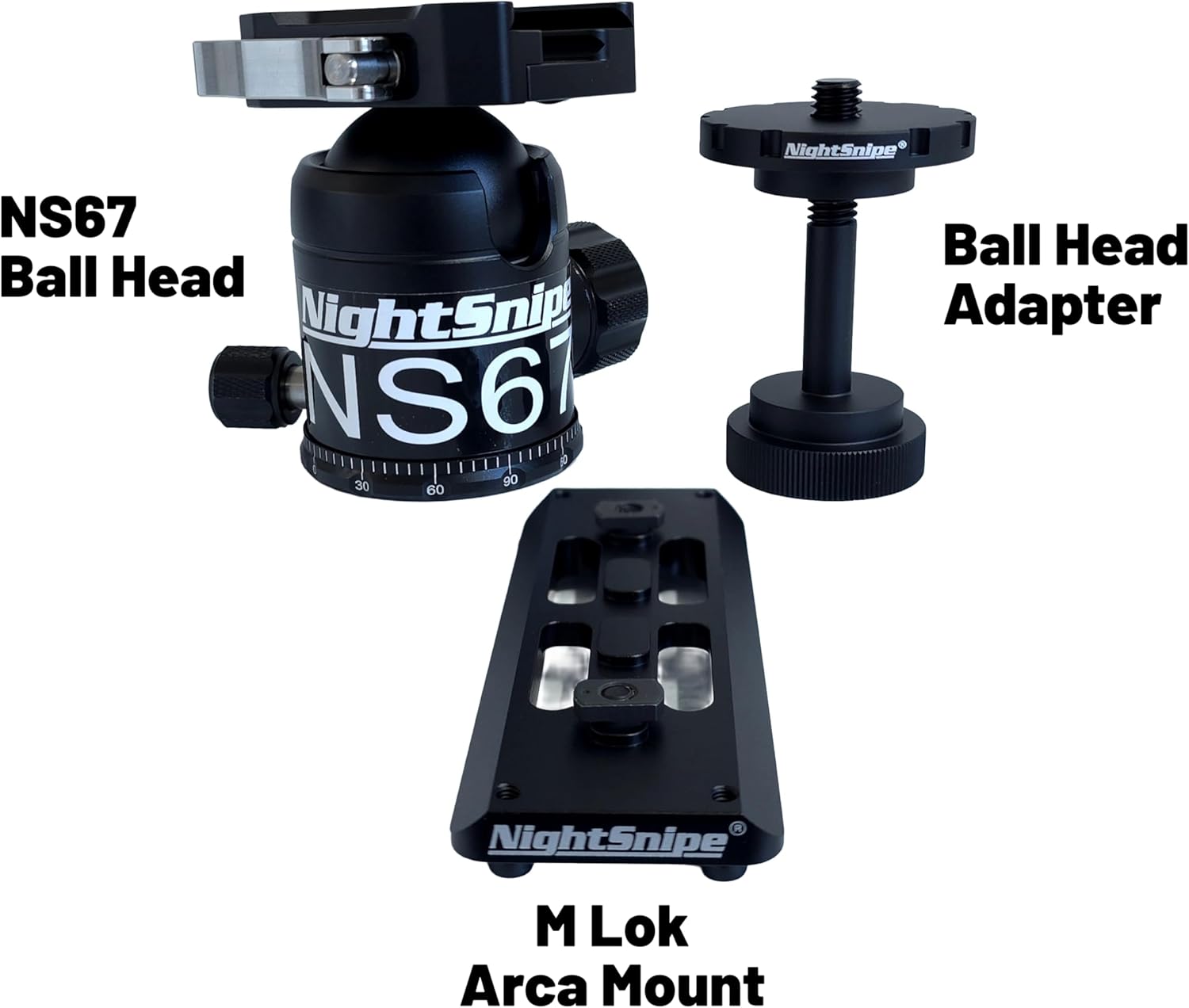 BOG DeathGrip Ball Head Conversion Kit | Ball Head Adapter + Arca-Swiss M LOK Mount + NS67 Ball Head | for use with BOG DeathGrip Tripod