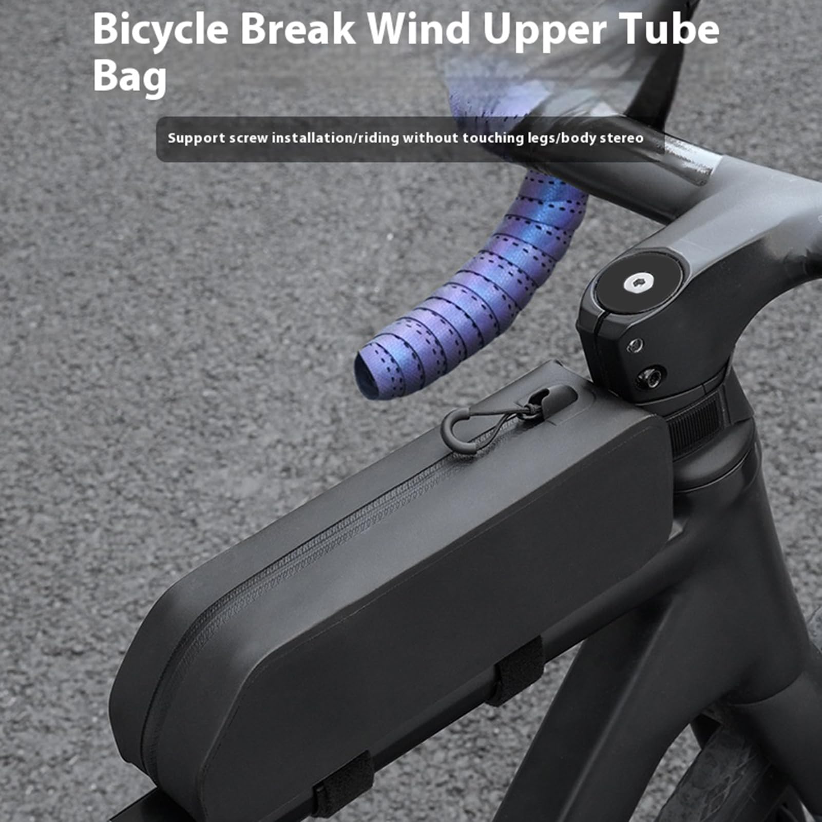 Borsa da ciclismo per bicicletta, borsa per tubo superiore del telaio, impermeabile, grande capacità, custodia per telaio bici con design aerodinamico, facile da installare, supporto in PP per bici da