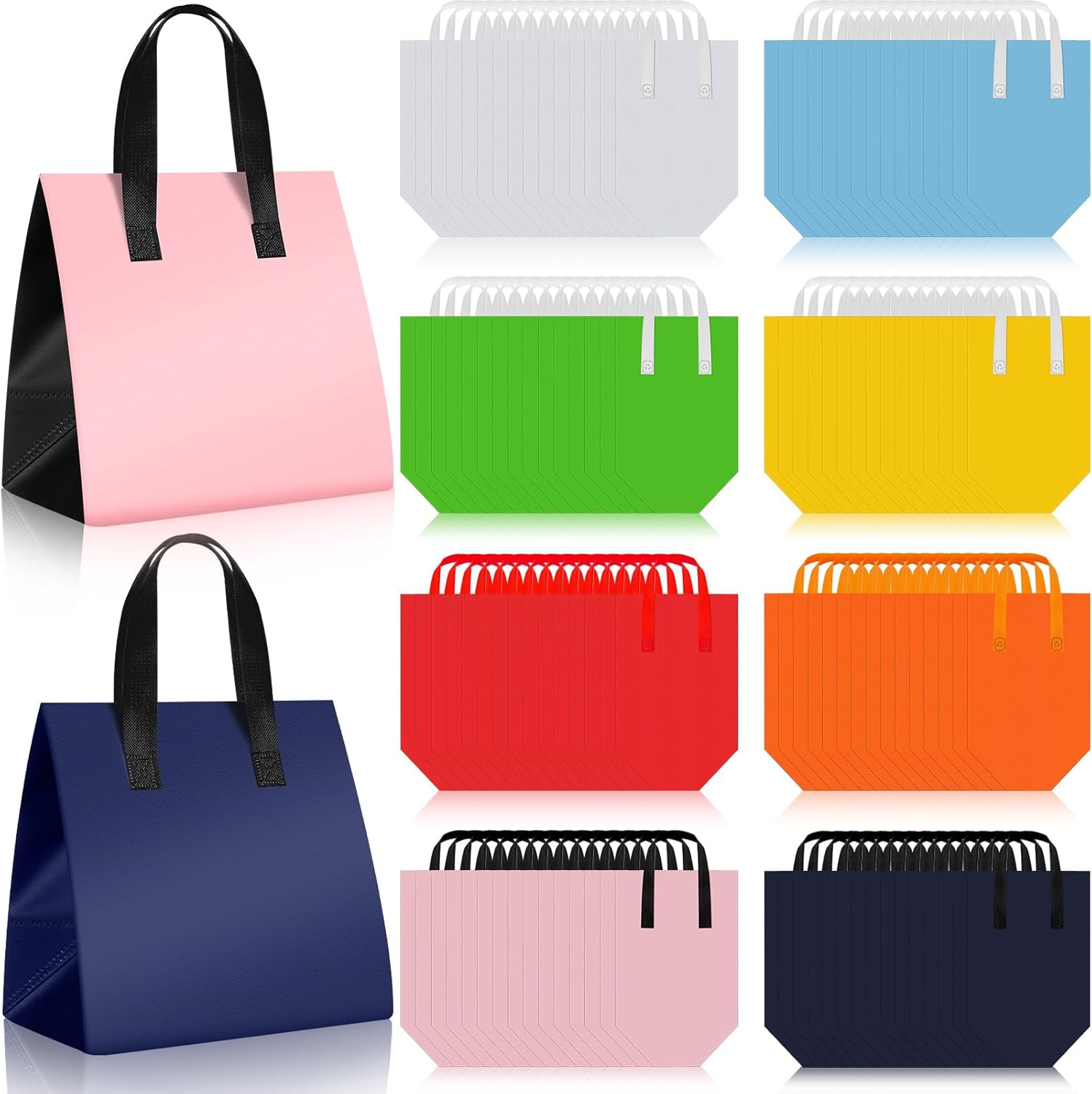 Kacctyen 200 Pcs Insulated Take Out Bags Bulk 9.5 x 6 x 9.5 in Disposable Cooler Bag for Coffee, Milk Tea, Insulation Food Delivery Bag for Hot Cold Food Catering Restaurant Grocery Picnic, Muticolor