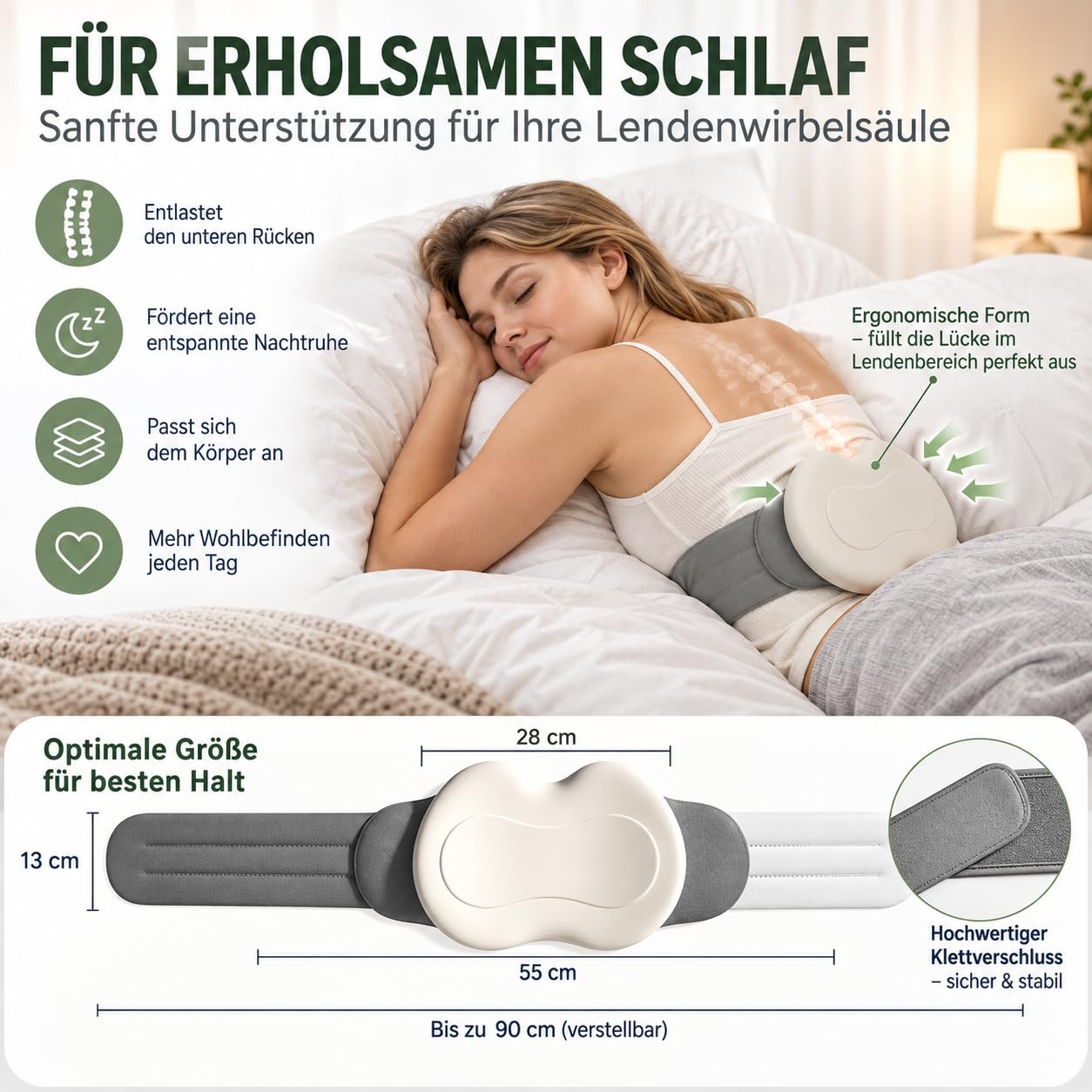 Cuscino lombare, supporto lombare con cintura regolabile, cuscino lombare ergonomico in memory foam, supporto per la schiena per letto, divano, sedia, auto e sedia da ufficio