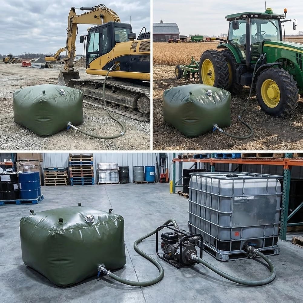 500L Fuel Bladder Tank for Trucks, SUVs & Off-Road Vehicles - Durable 1.1mm TPU with Metal Valves for Emergency Farming & Fuel Transfer Solutions