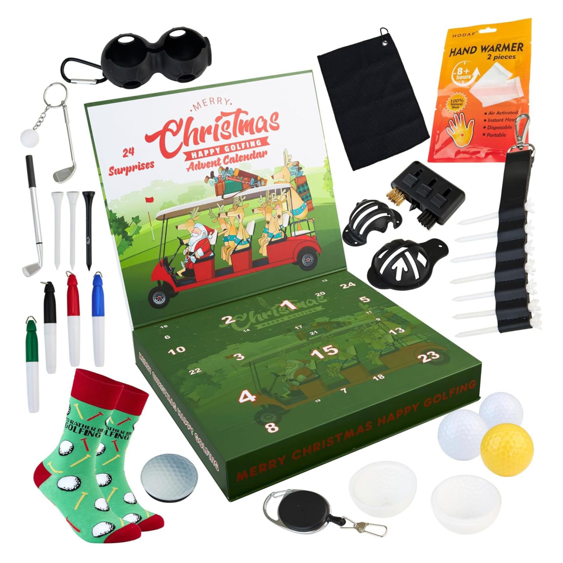 Calendario de Adviento de Golf 2025, 24 días, accesorios y herramientas de golf, calendario de cuenta atrás navideña, conjunto para marido, papá, novio, amantes, sorpresas navideñas, decoracione