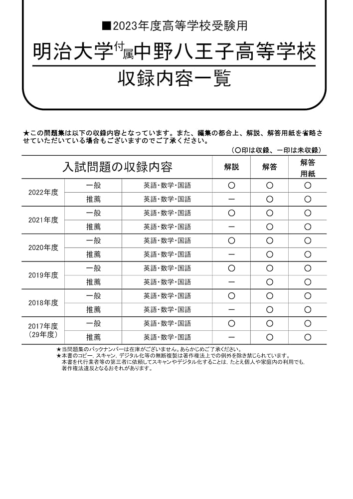 T20明治大学付属中野八王子高等学校 2020年度用 6年間スーパー過去問 (声教の高校過去問シリーズ) T20 明治大学付属中野八王子高等学校 2023年度用 6年間スーパー