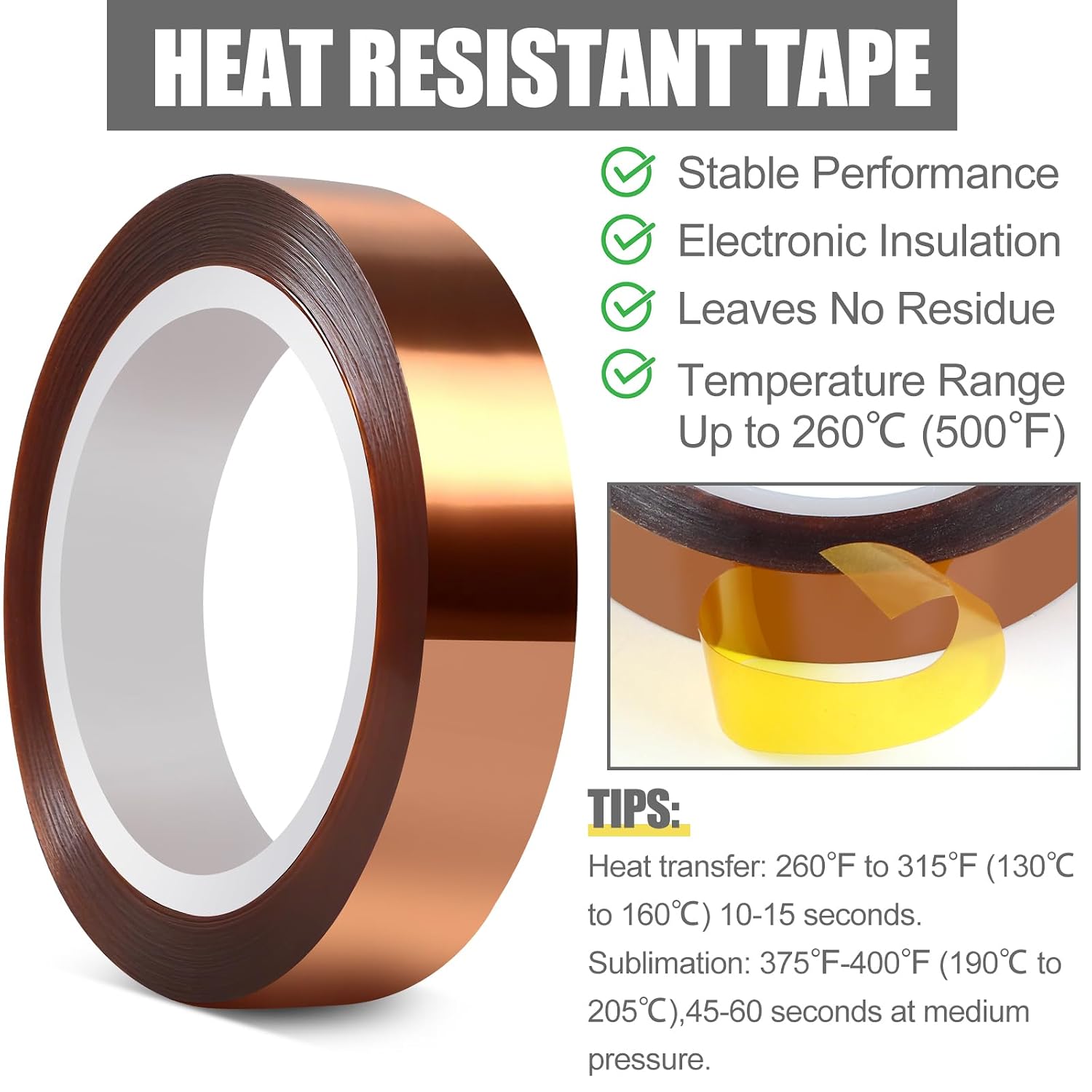 6 Rolls Heat Tape, High Temperature Heat Resistant Tape for Sublimation thumbnail
