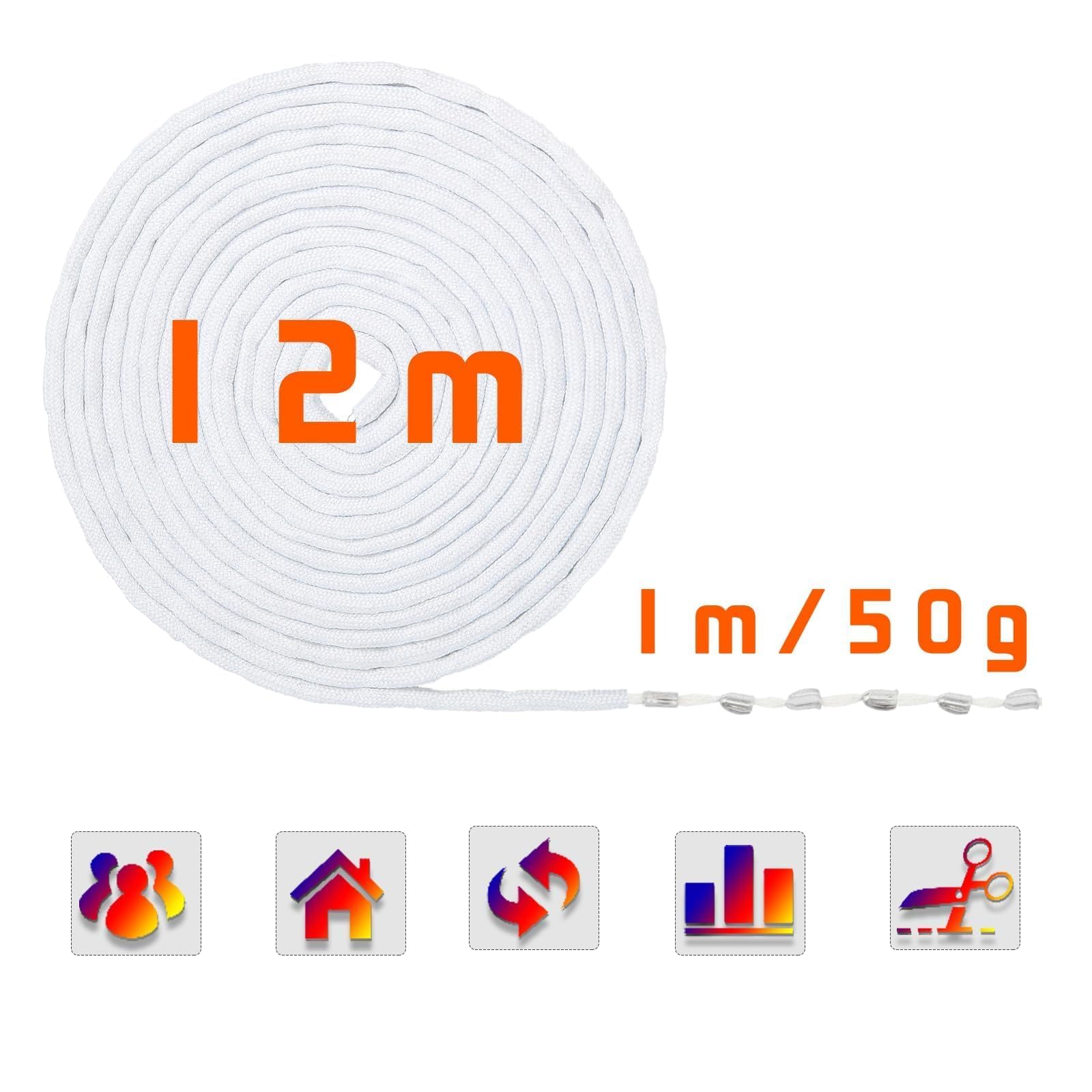 Contrapesos Para Cortinas - 600g (12m), Poliéster Y Plomo