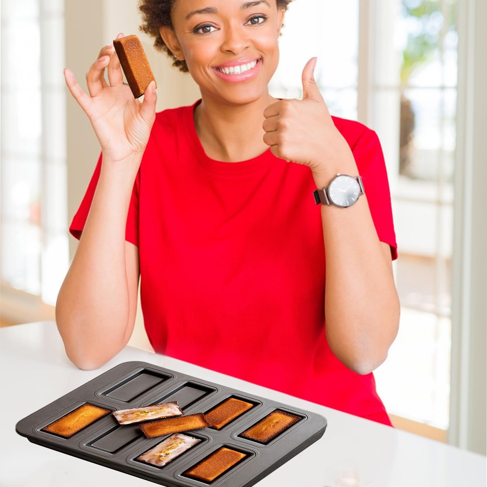 Mini moules de cuisson rectangulaires non couchés à 8 cavités pour cheesecakes, brownies, muffins, cupcakes, gâteaux au café