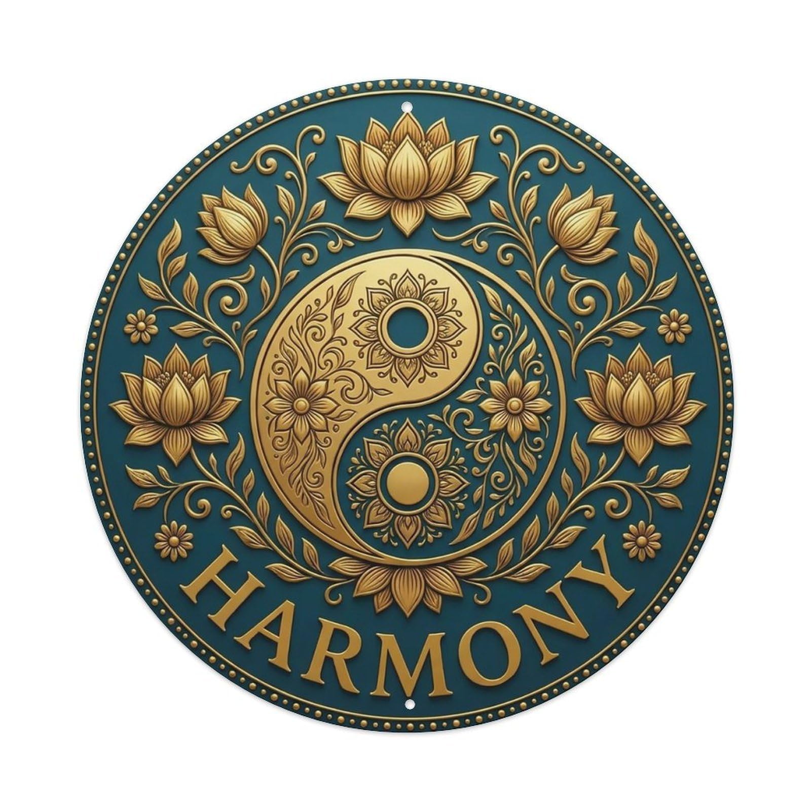 Vintage Namaste Yin Yang Harmony Flower Zen Yoga Metal Tin Sign