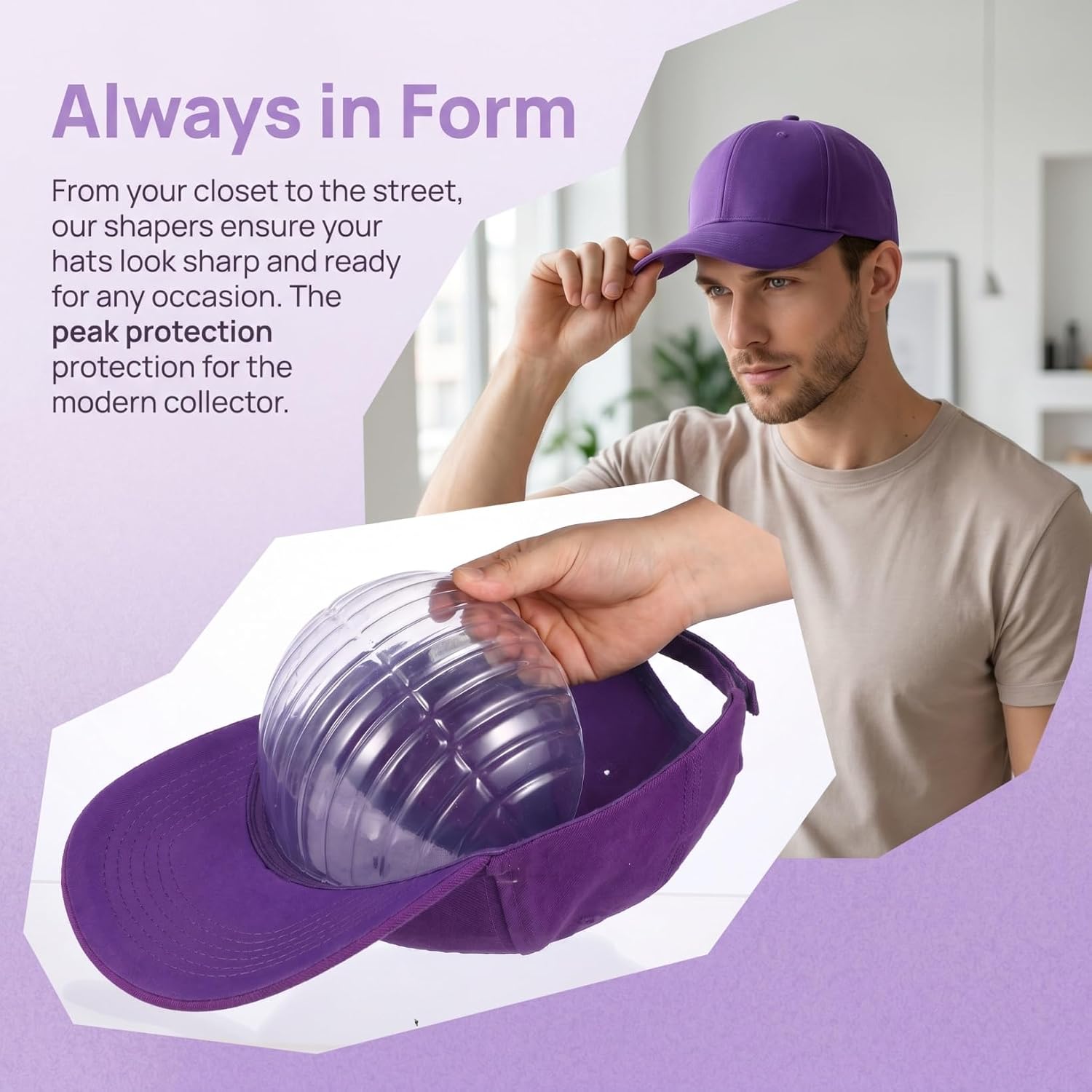 DOITOOL 10 Pcs Hat Shaper Insert Clear Plastic Baseball Cap Shaper Insert Holder Inner Form Protector Tabletop Hat Display Stand for Vendors