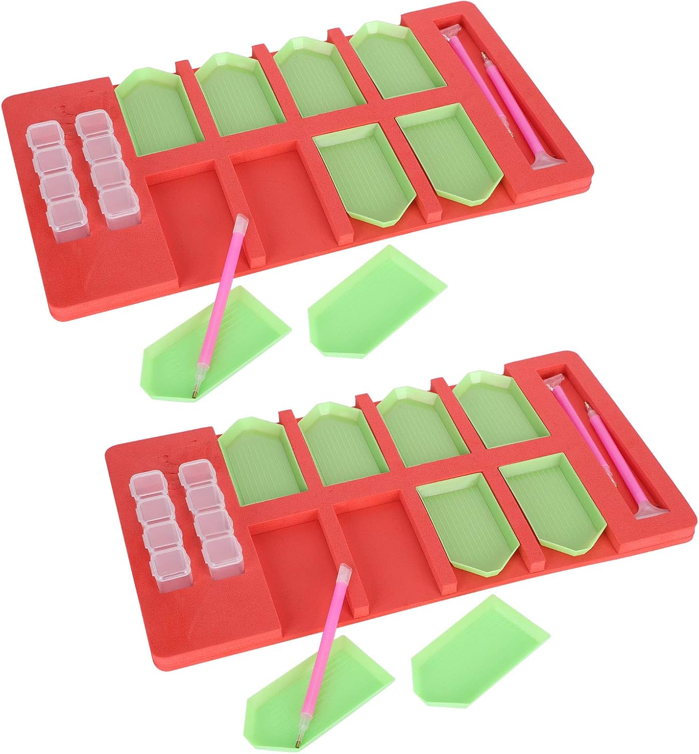 2 Sets Painting Tray Organizer Diamond Painting Organizer Adults Art Craft Tray Accessories,Multi-Boat Holder Container Storage Rack Diamond Painting Tray Organizer Storage Boxes