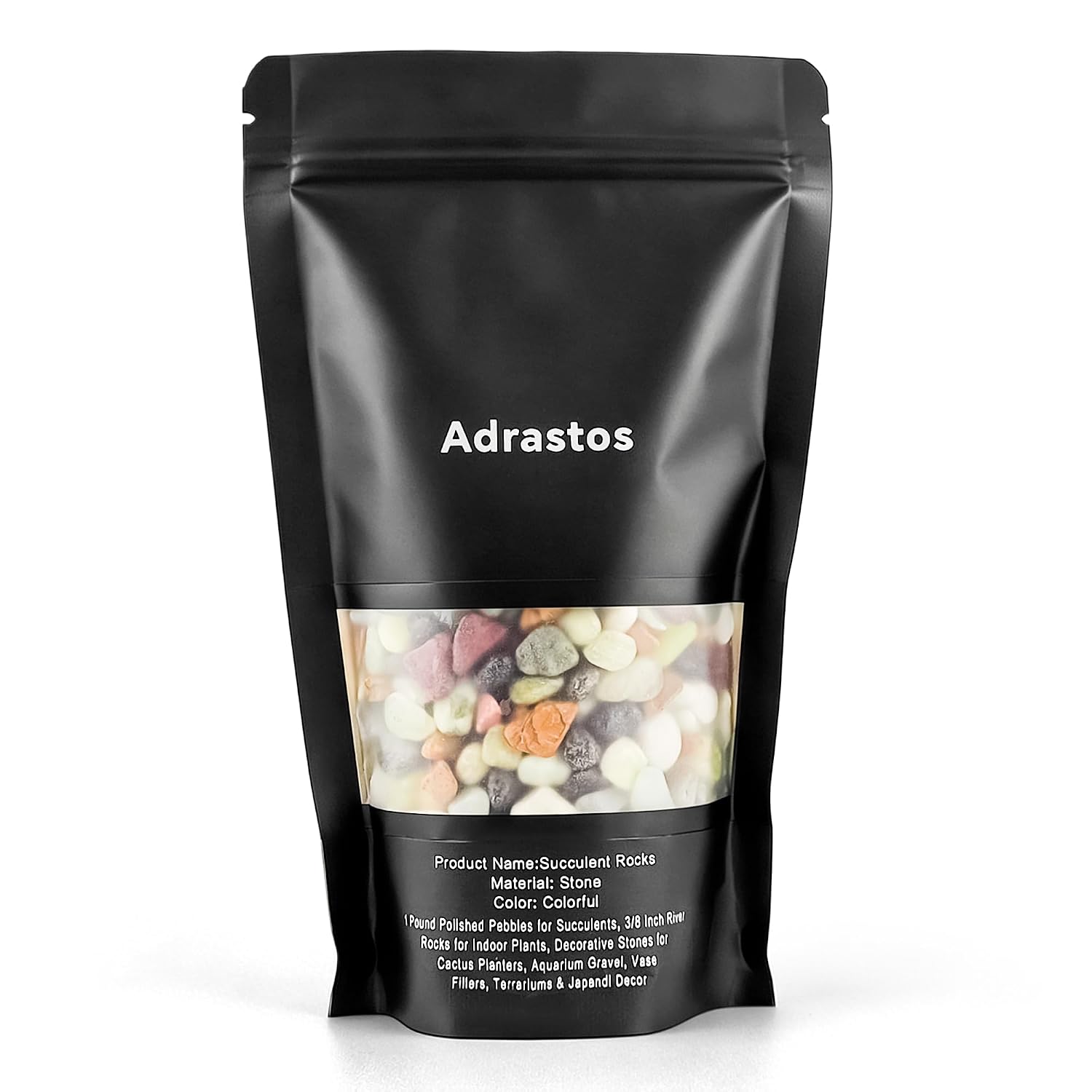 Adrastos 1 Pound Succulent Rocks, 3/8 Inch Polished Pebbles for Indoor Plants, Decorative Natural River Rocks for Cactus Planters, Vase Fillers, Terrariums & Japandi Home Decor, Aquarium Gravel