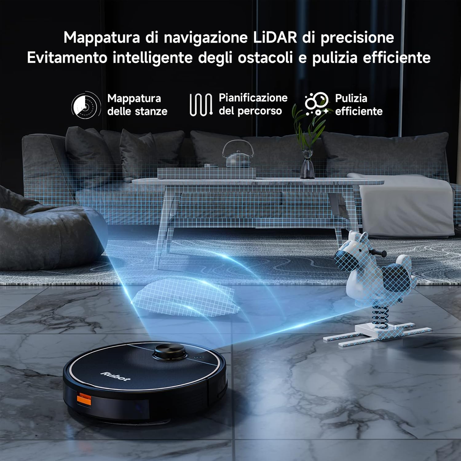 Robot Aspirapolvere Aspirazione 4500Pa Robot Aspirapolvere Lavapavimenti con Mappatura, 200 min Navigazione LDS e Serbatoio Acqua Elettrico, App e controllo Alexa per Pulizia Domestica/Peli Animali Robot Aspirapolvere Aspirazione 4500Pa Robot Aspirapolvere Lavapavimenti con Mappatura, 200 min Navigazione LDS e Serbatoio Acqua Elettrico, App e controllo Alexa per Pulizia Domestica/Peli Animali