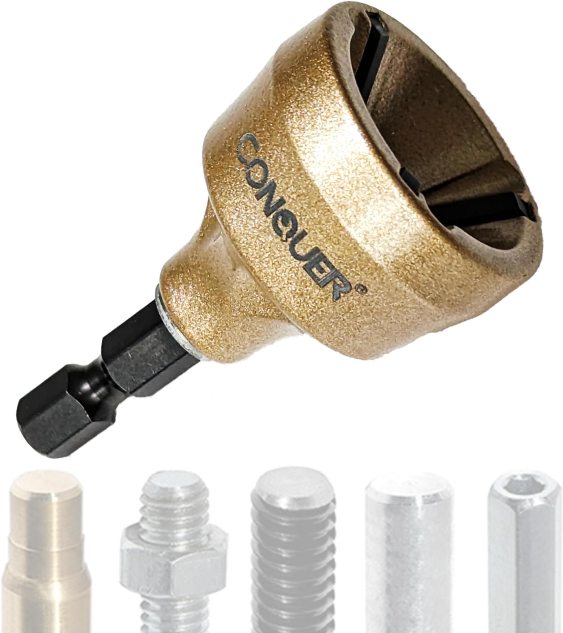 CONQUER Tools Deburring External Chamfer Tool, Premium Tungsten Blade, Deburring Drill Bit, Remove Burr Tools Quick Release Shank Fits for 1/8"-3/4"(3mm-19mm) Stainless Steel Burr Removal, Countersink