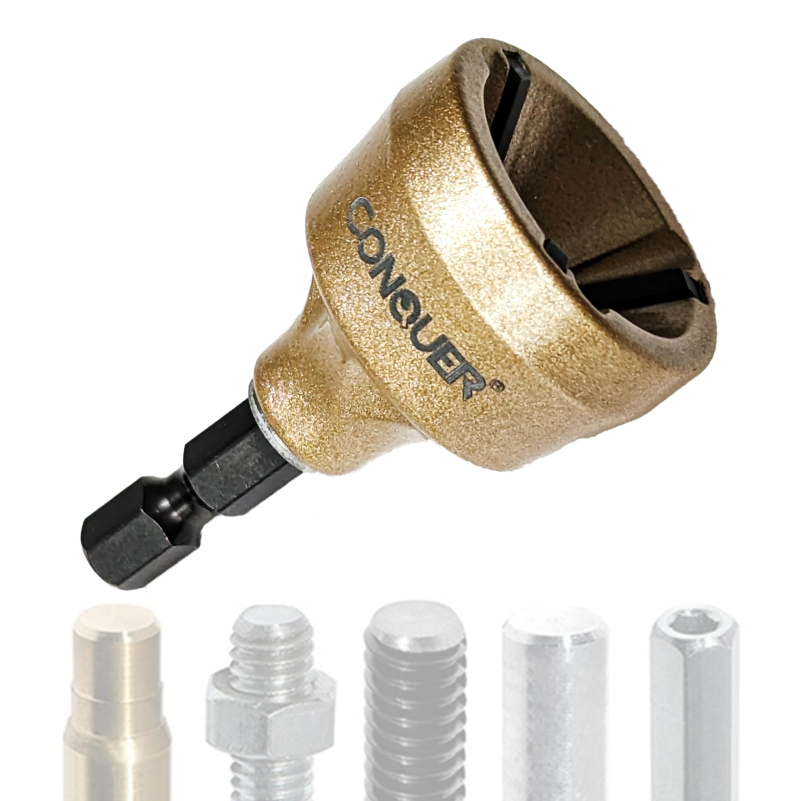 CONQUER Tools Deburring External Chamfer Tool, Premium Tungsten Blade, Deburring Drill Bit, Remove Burr Tools Quick Release Shank Fits for 1/8"-3/4"(