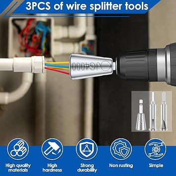 Wire Twister Tool for Drill, 3 Way/ 5 Way Wire Stripper and Twister, 6mm Hex Shank Wire Twisting Tool Cable Twisting Tool, Wire Nut Twister Wire Stripping Bit Tool, Electric Wire Peeler Tool