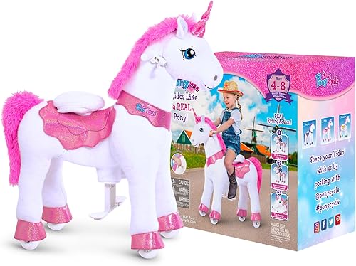 Miniatura 6 de PonyCycle Juguetes de unicornio para niñas, modelo E, caballo mecedor de unicornio rosa (con freno35.4 pulgadas de alturatamaño 4 para edades de 4 a
