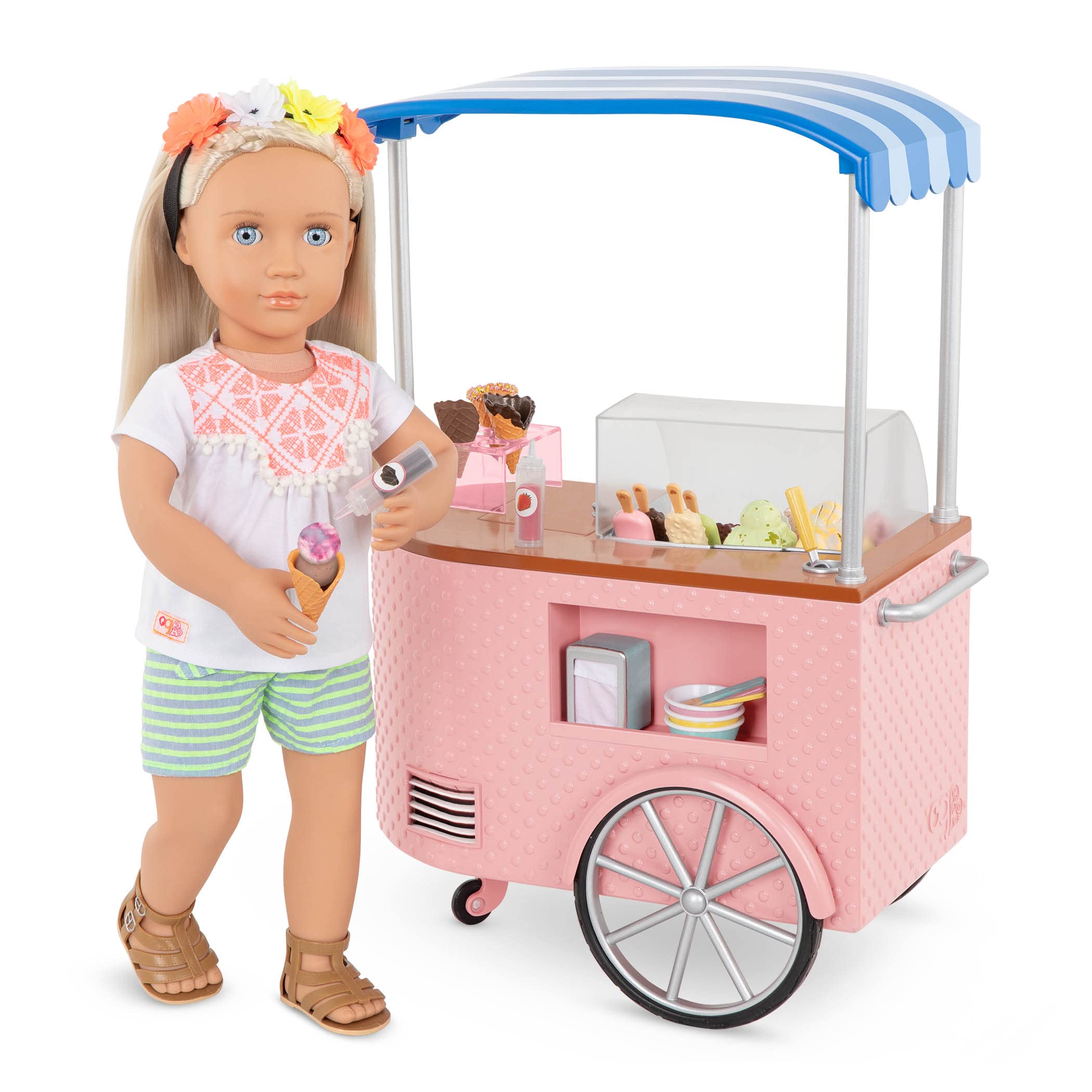 Bye bye Dolly 男の子人形 車BOX付 希少 美品 Our Generation BD35132Z Two Scoops Ice Cream Trolley,for 46 cm