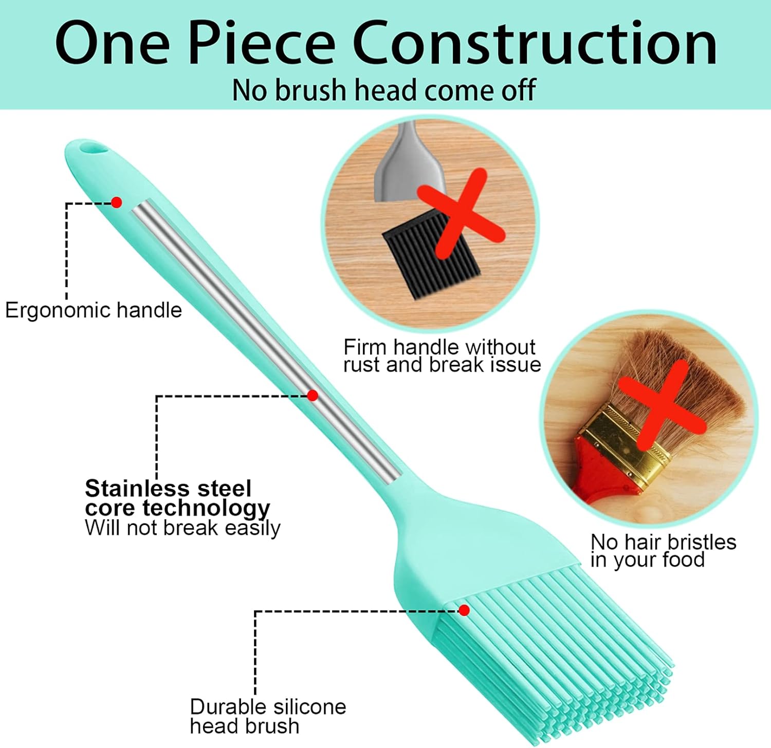 Silicone Pastry Basting Brush, Heat Resistant Cooking Brush for BBQ Grill Baking Kitchen Food Brush for Sauce Butter Oil, Dishwasher Safe, Set of 5 Multicolor : Patio, Lawn & Garden