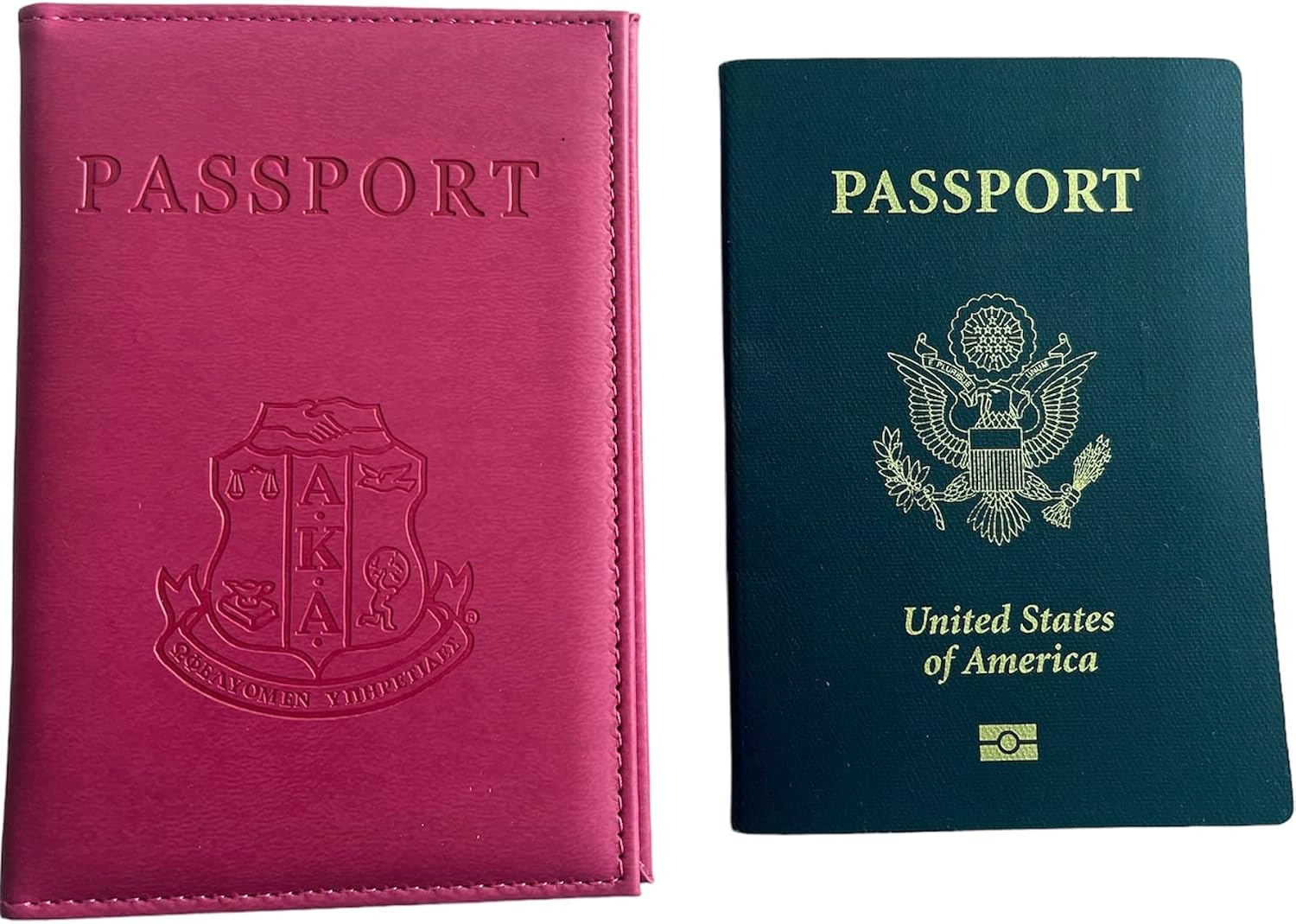 Alpha 1908 Kappa Alpha Pink Passport Cover Holder Vegan Leather