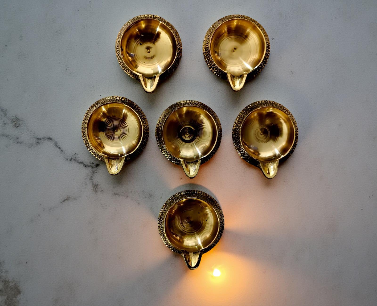 Brass Diya for Puja (Small 5.8 cm, Golden Color) – Set of 6 Pital Kuber Deep Vilakku for Daily/Festive Worship, Home Temple Decoration, Diwali, Housewarming, Wedding & Spiritual Return Gift.-image-11