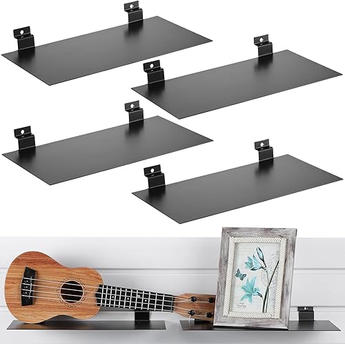 LEIFIDE Estantes de metal de 12 x 6 pulgadas, estantes de exhibición planos para colgar en pared de listones, dormitorio, oficina, hogar, sala de