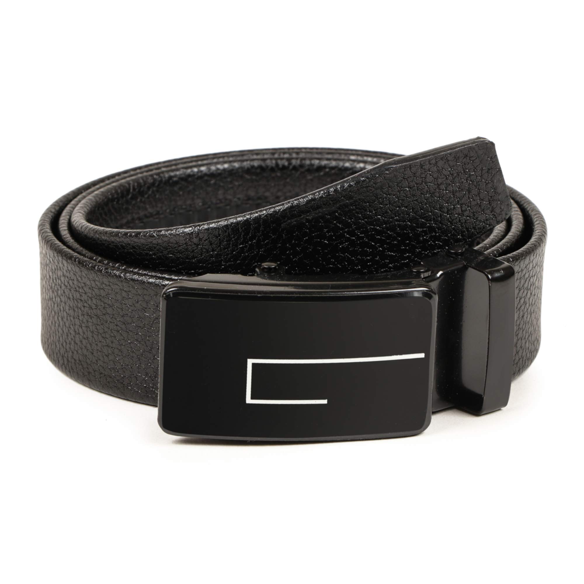 VOGARD Men's Vegan Leather Belt for Men | Formal & Casual | Autolock Buckle,Black | Fit all size upto 40 Inches Waist size