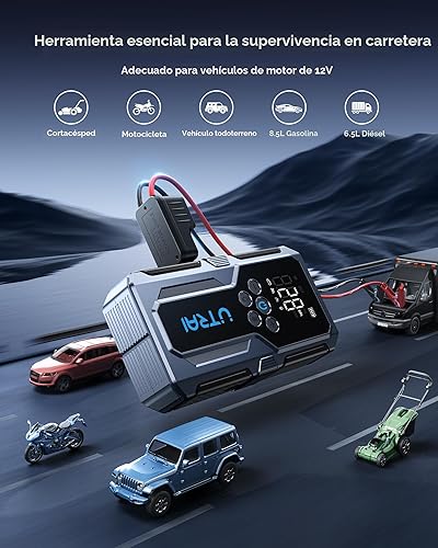 Miniatura 2 de UTRAI - Arrancador de coche con compresor de aire, 4000 A 150 PSI, arrancador de coche de 12 V, arrancador de coche portátil con cable de puente de