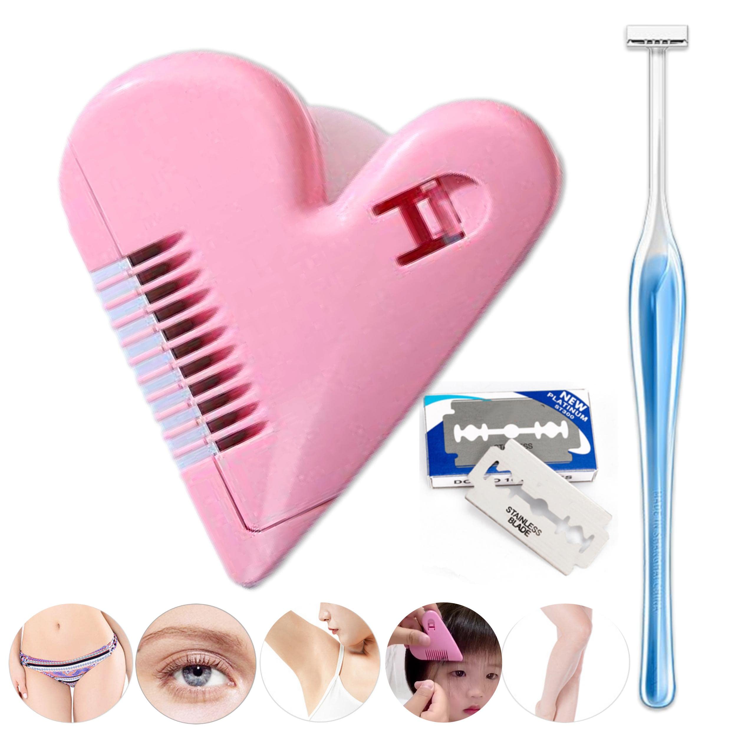 3 Pcs Manual Razor Trimmer, T-Shaped Mini Hair Removal for Bikini Line, Eyebrows, Face & Beard Precision Grooming with Skin-Friendly Design Reusable Personal Care Tool for Women & Men(3 T Trimmer) 1
