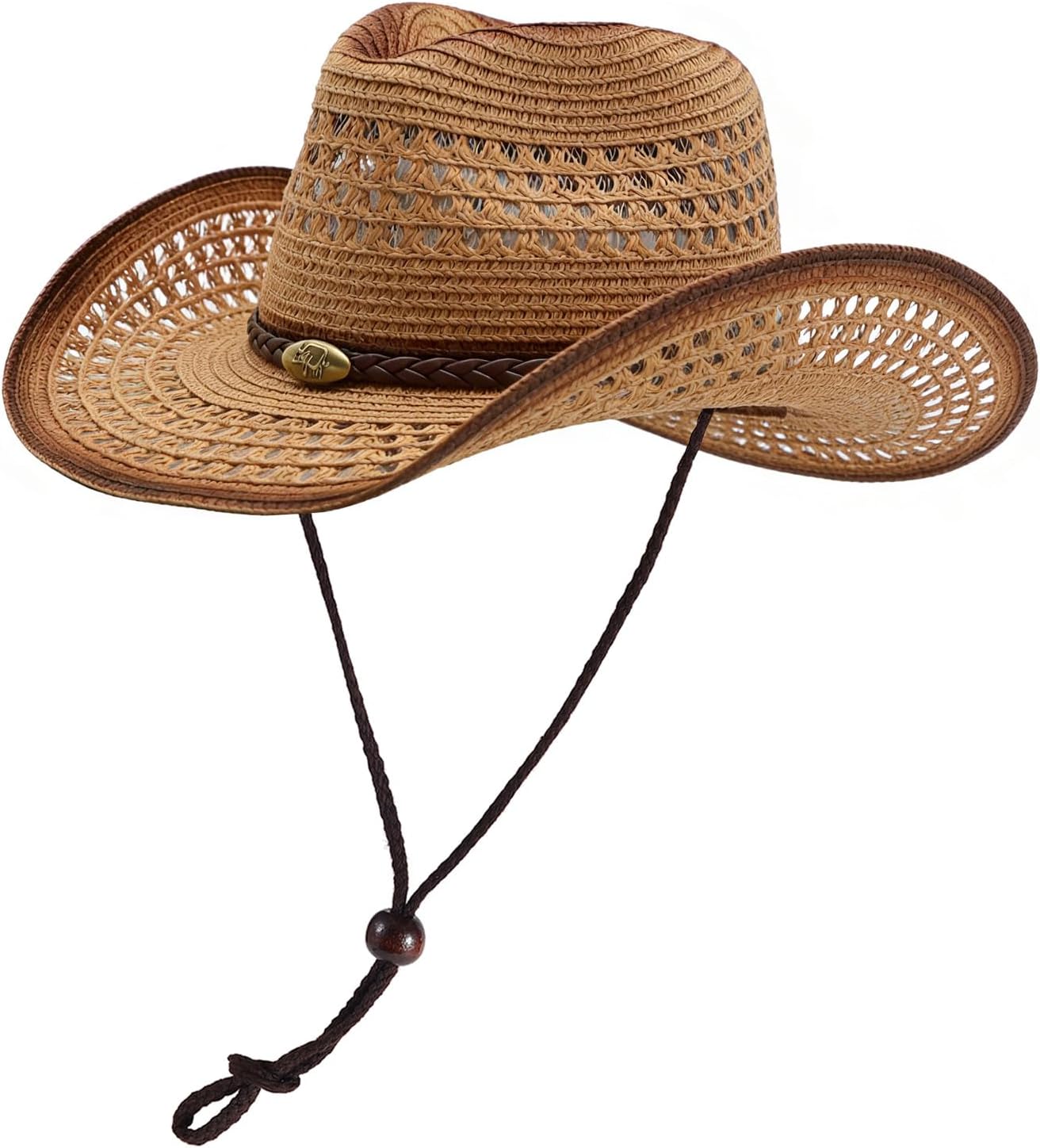 Straw Cowgirl Hat for Women Cowboy Hats for Men Wide Brim Sun Hat Shapeable Western Hat Beach Hat