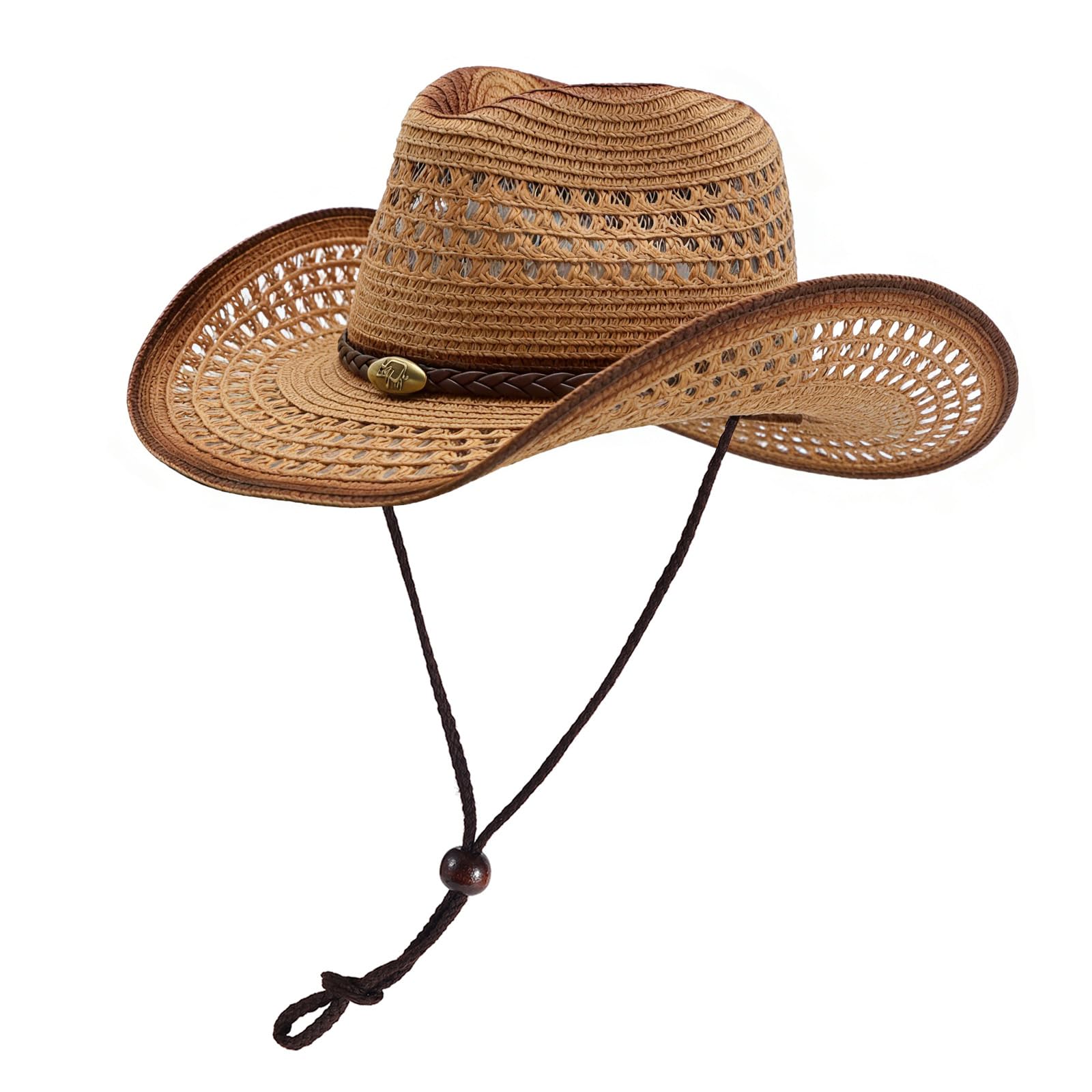 Straw Cowgirl Hat for Women Cowboy Hats for Men Wide Brim Sun Hat Shapeable Western Hat Beach Hat