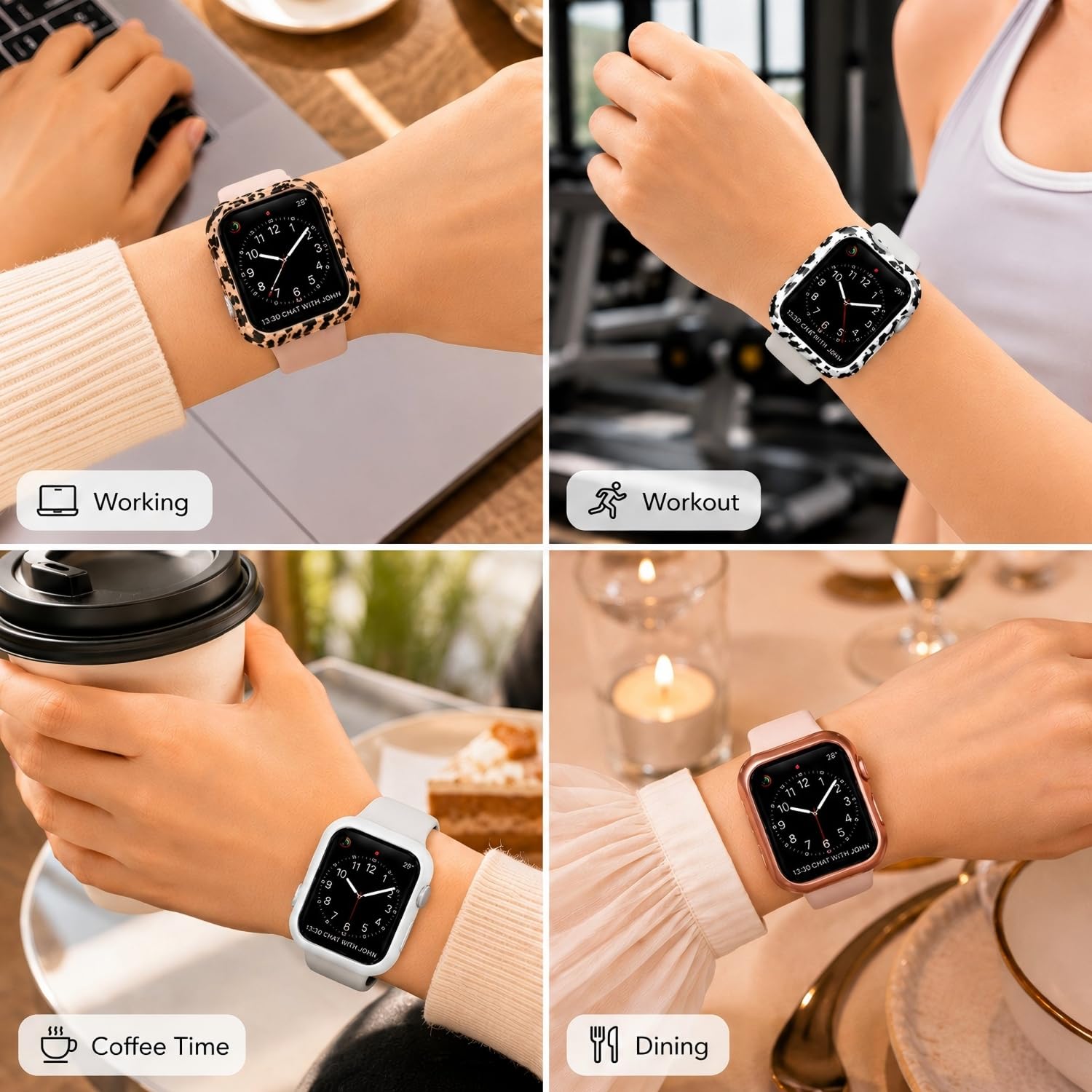 Sieral Lot de 24 protections d'écran pour montre intelligente - Coque rigide en polycarbonate avec coque de protection d'écran en verre trempé compatible avec iWatch pour homme et femme - Couleurs