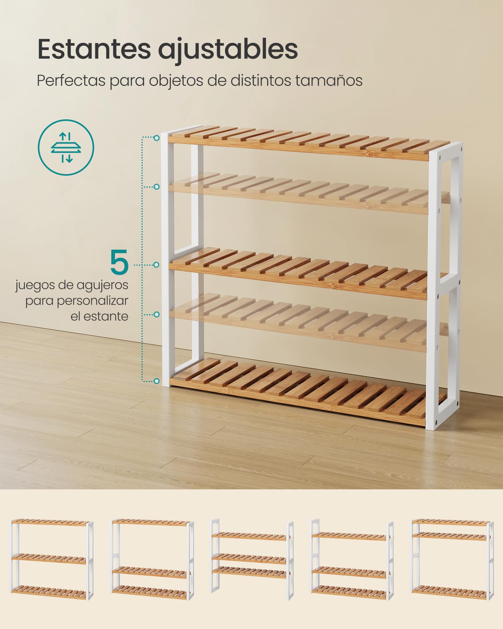 SONGMICS Estante Baño de 3 Niveles, Pared o de Pie, 60 x 15 x 54 cm