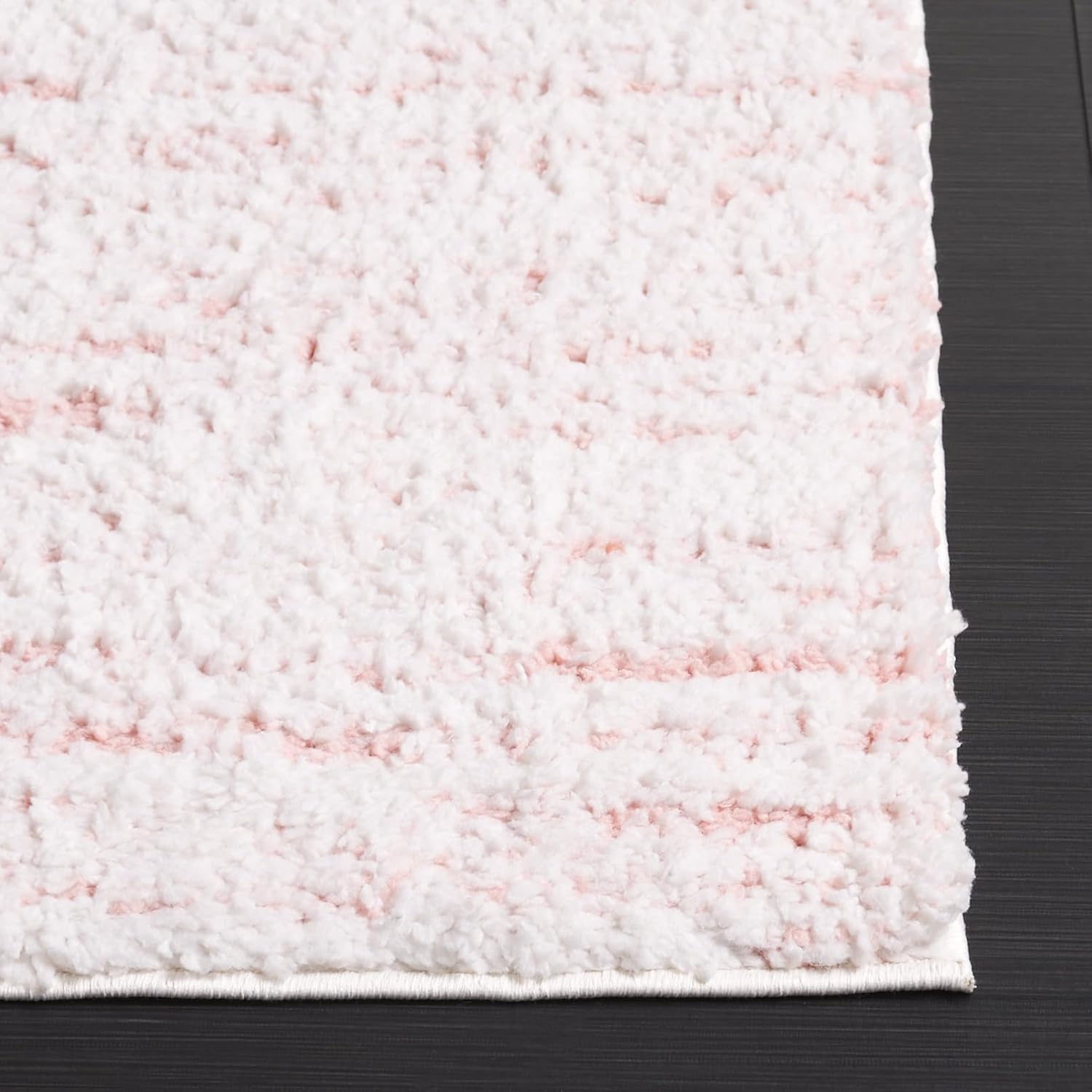 SAFAVIEH Rumi Shag Collection Area Rug - 8' Square, Pink & Ivory, Non-Shedding & Easy to Clean, Ultra Plush Thick Pile, Ideal for Living Room, Bedroom, Dining Space (RMS110U)