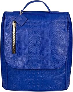 Tote&Carry Apollo 2 Large Vegan Backpack, Eco-Friendly Carry-On Bag for Travel, Work & Daily Use – Water-Resistant (Crocodile Skin Pattern, Royal Blue)
