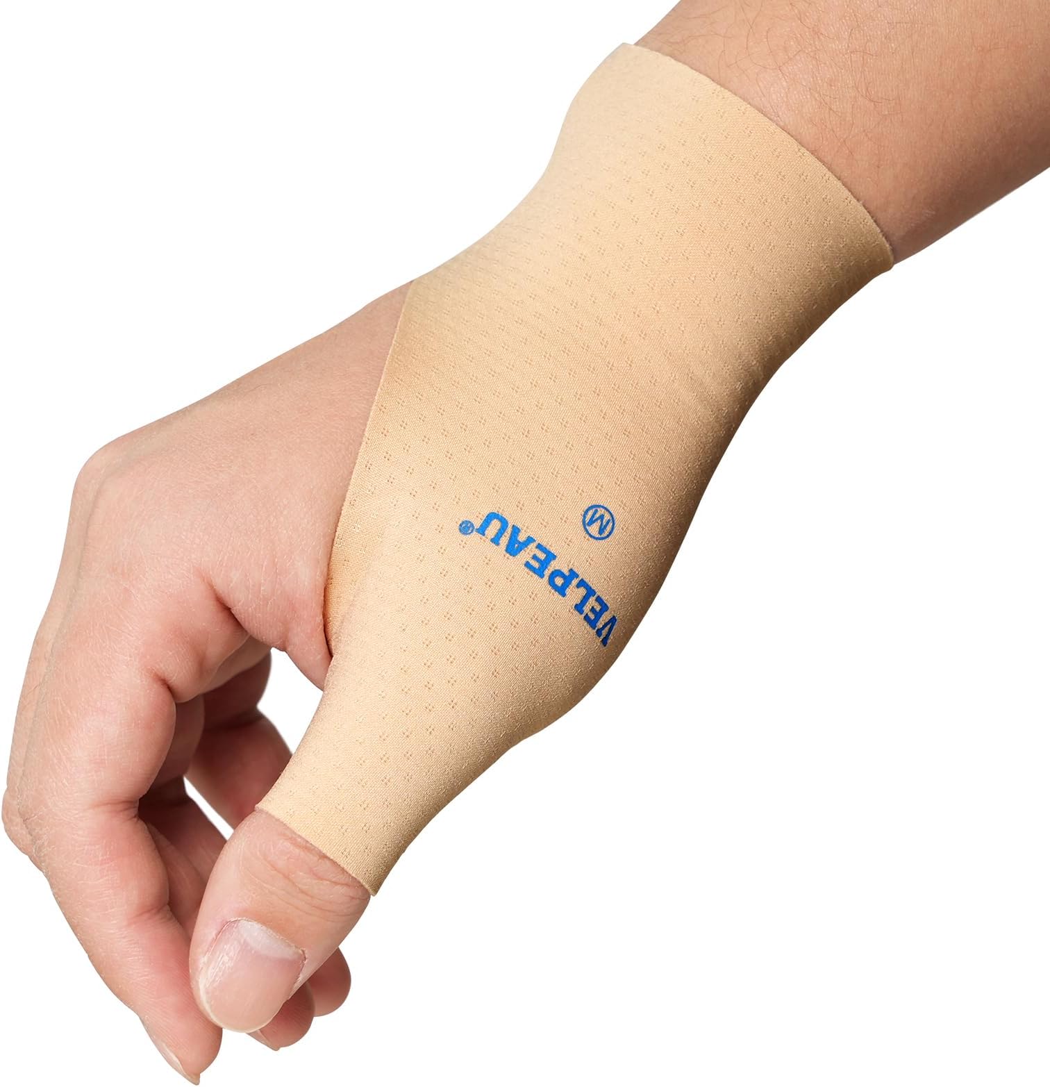 Thumb and Wrist Compression Sleeve for Tendonitis (Pack of 2), Seamless Technology, Gloves Wraps for Arthritis Pain Relief for Women & Men, Splint Liner, Fits Both Hands (Khaki, Long Version