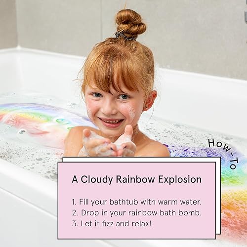 Miniatura 6 de Grace & Stella Bombas de baño arcoíris para niños y niñas (paquete de 4) bombas de baño navideñas para niños, juego de bombas de baño veganas,