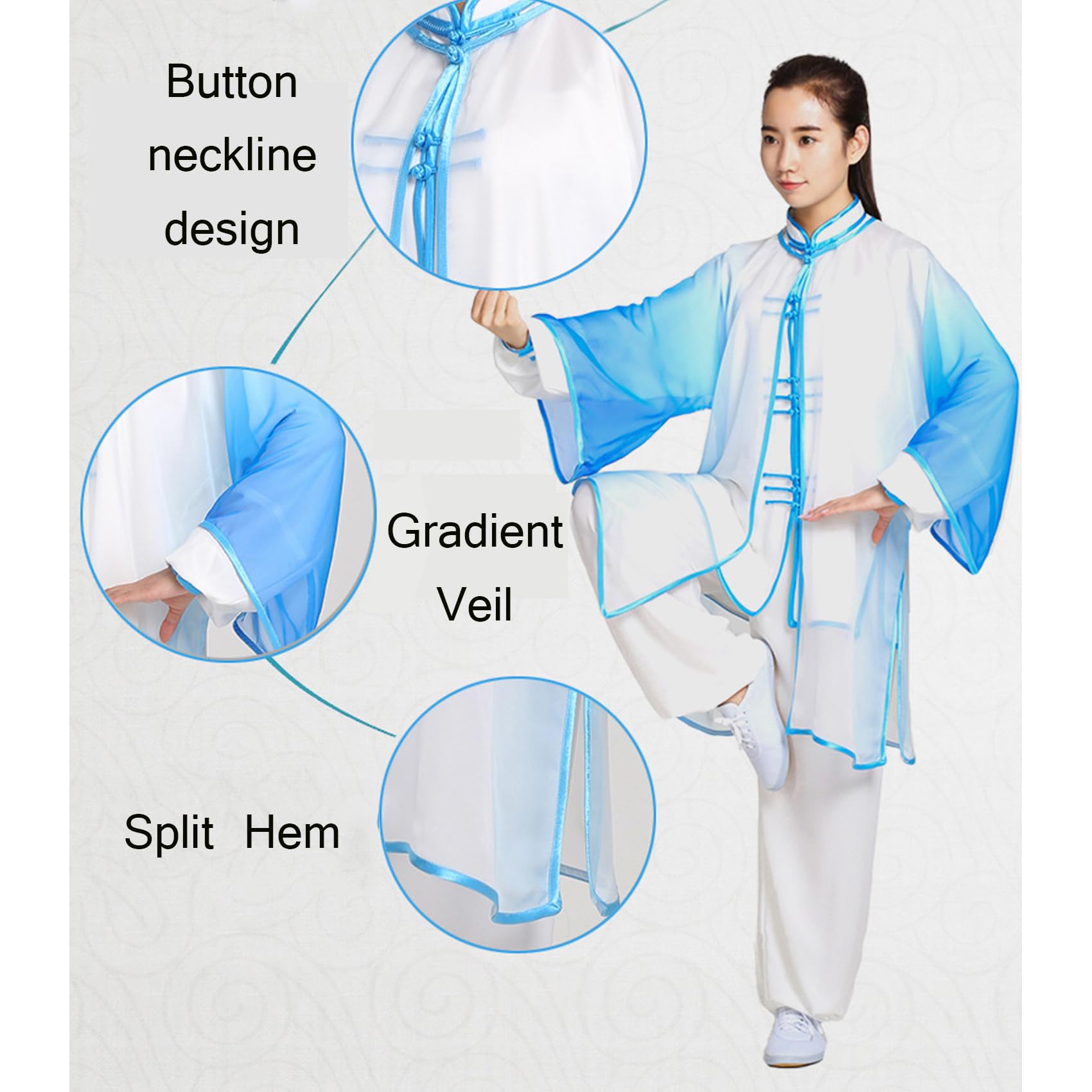 Damen Tai Chi Anzug Kampfsport Kleidung Chinesischer Kung Fu Tencel Schleier Hanfu Anzug Für Wing Chun Zen Meditation