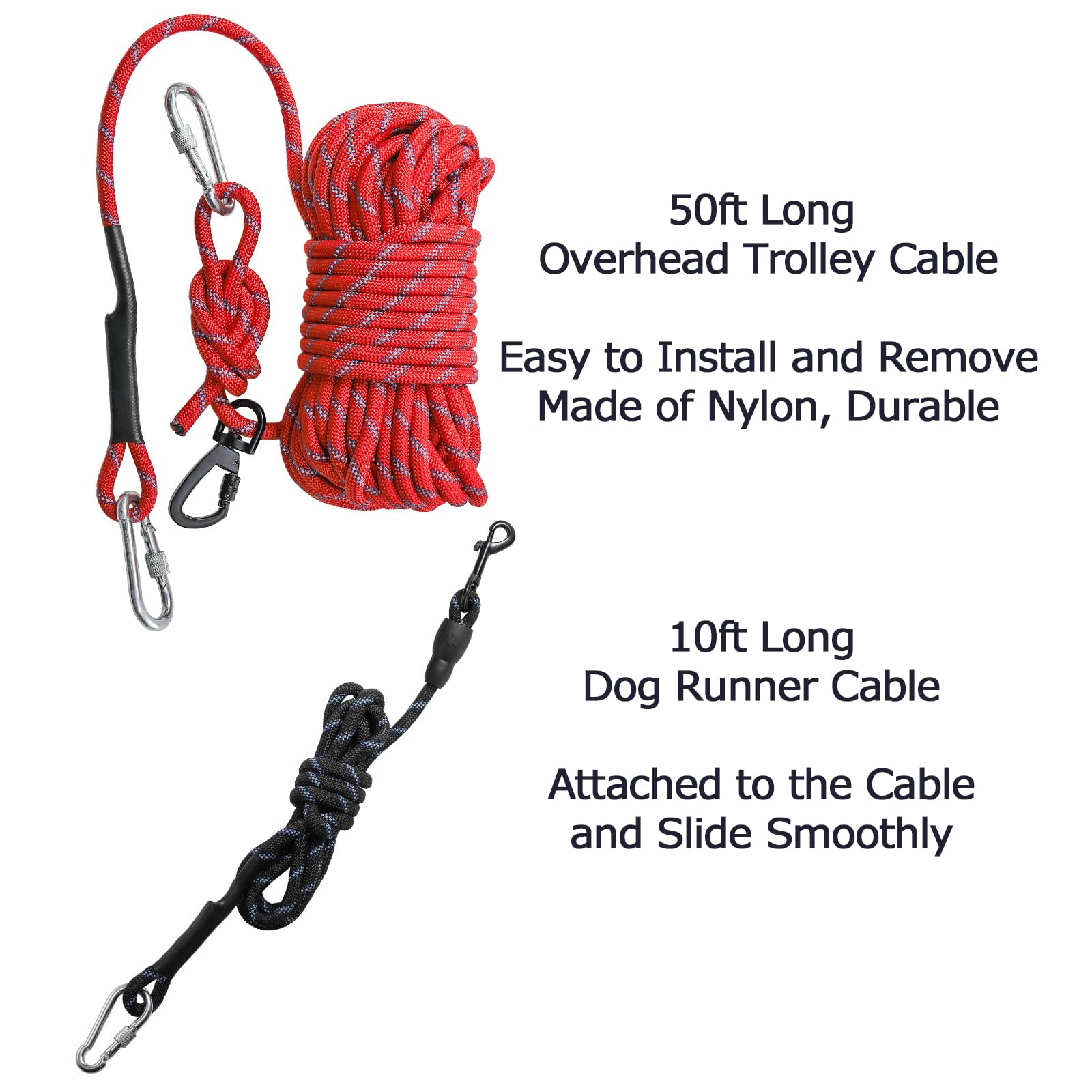 Coloch 50ft Dog Tie Out Cable with 360° Swivel Lockable Hook - Image 2