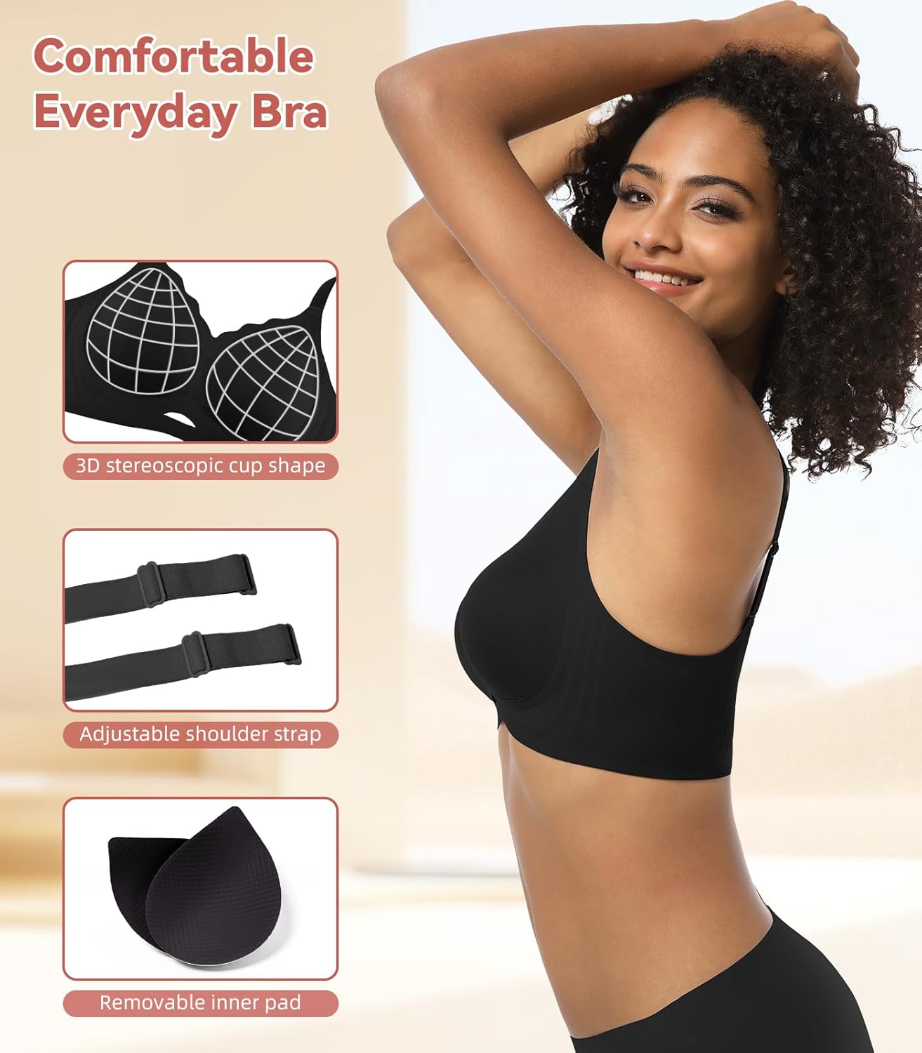 Womens Wireless Bras Everyday Bra Seamless Push Up Bralettes No Underwire Full Coverage Bralette Soft Comfortable Bras - Image 4