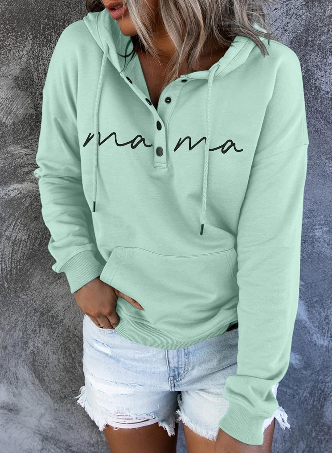 ASTANFY Womens Crewneck Sweatshirt Mama Letter Print Long Sleeve Loose Fashion Pullover Top - Image 2