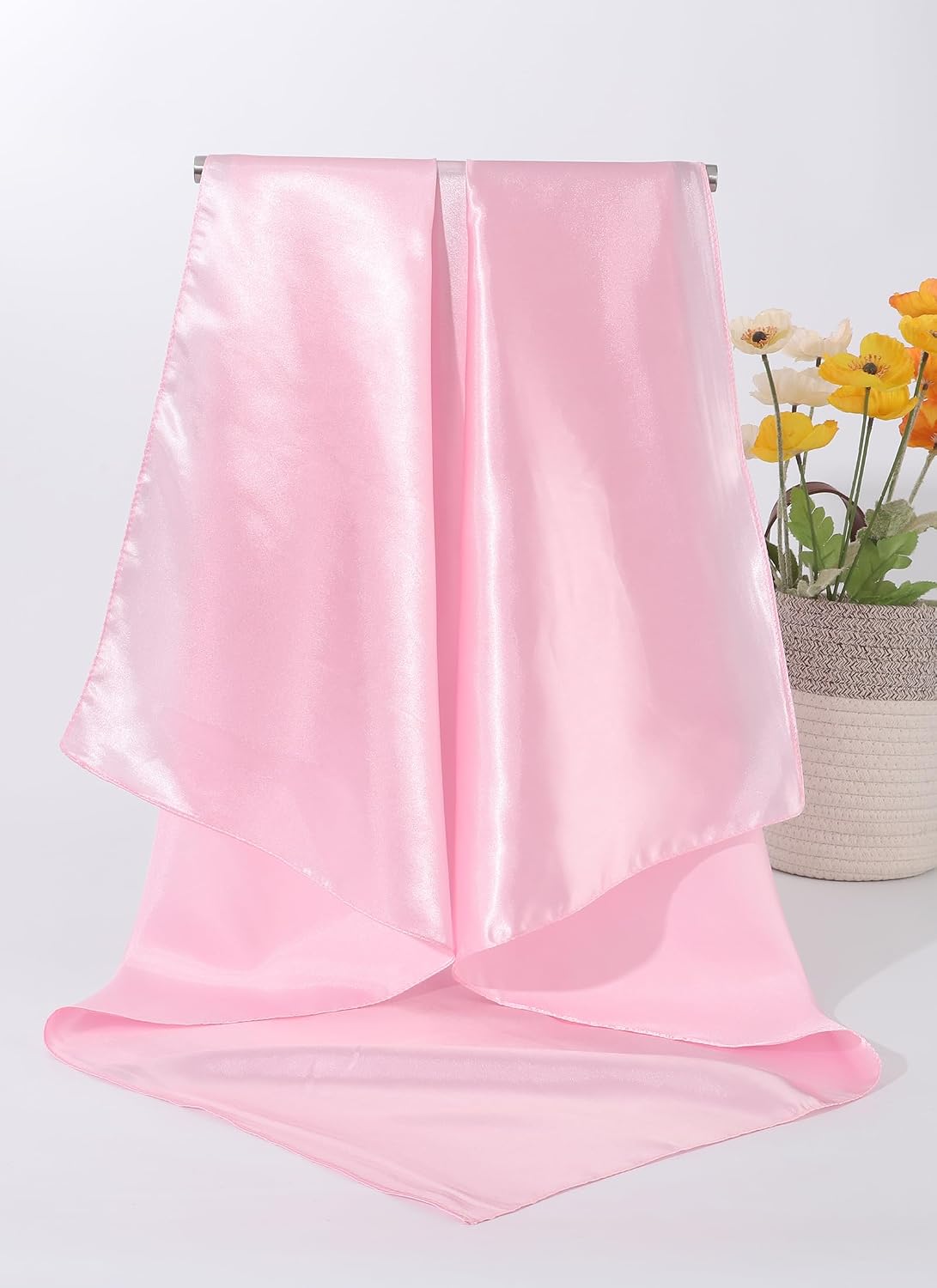 CHLINS 35” Large Head Scarf for Women Satin Head Scarf 2Pcs Square Silk Like Hair Scarf Bandanas Hair Wrapping